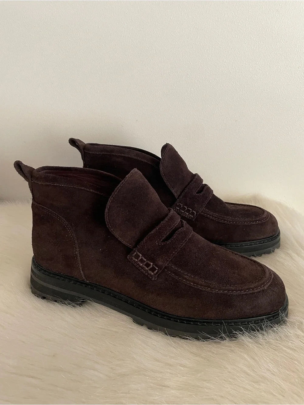 Madewell Dark Brown Ryder Suede Lug-Sole Ankle Loafers nWOT